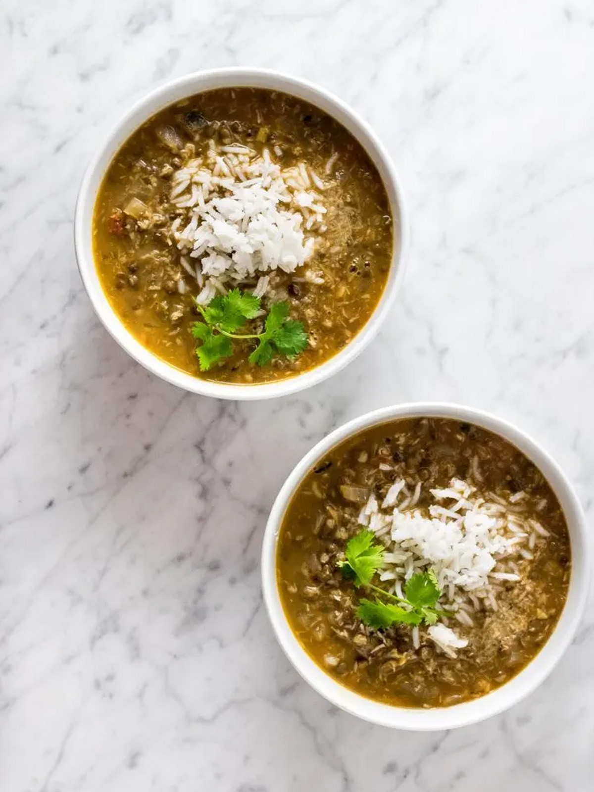 Dal is served in a two seperate bowls