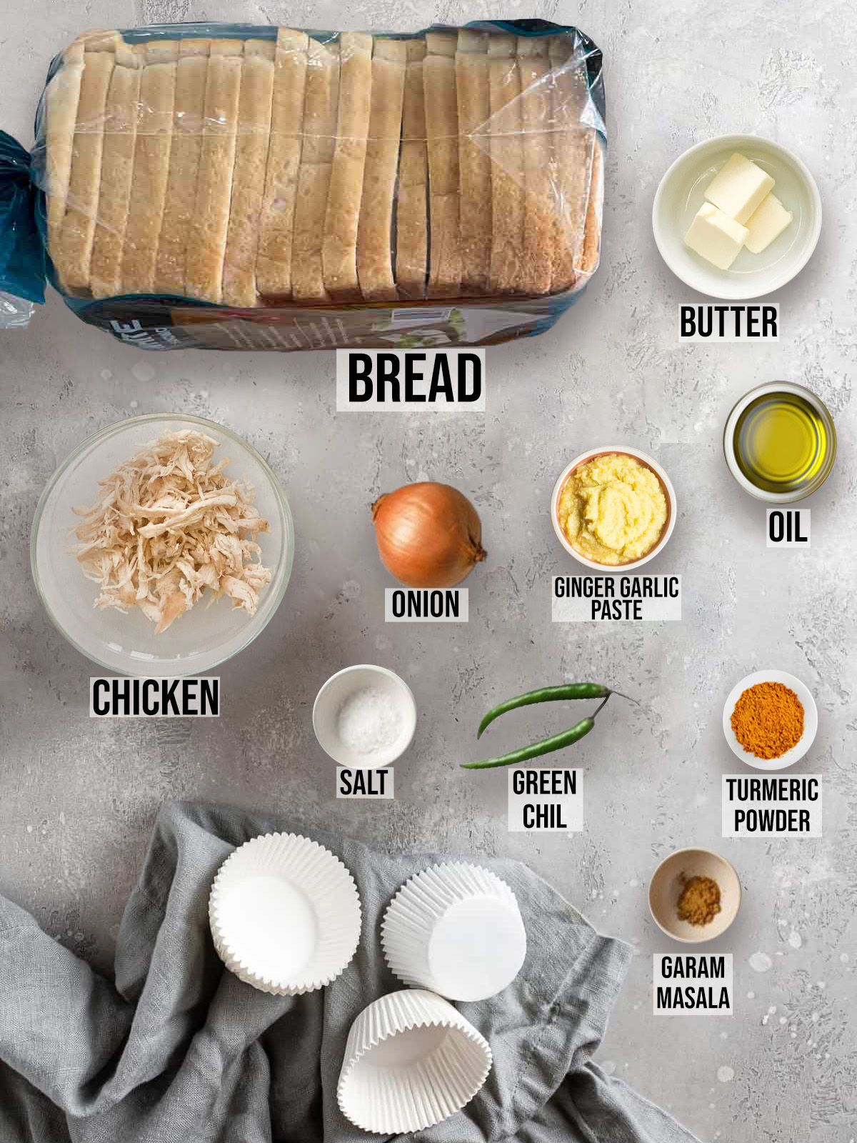 Ingredients for Chicken Bread Roll are kept in a bowl