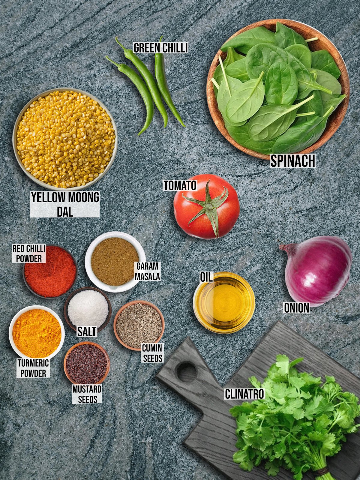 Dal Palak Recipe ingredients