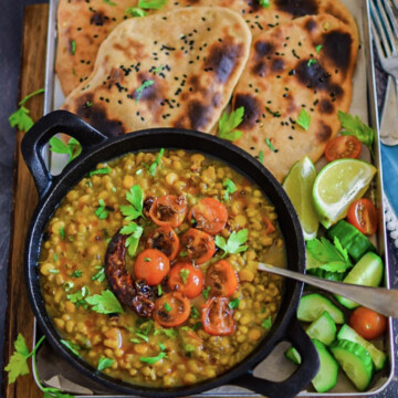 A Dish is served in a pan