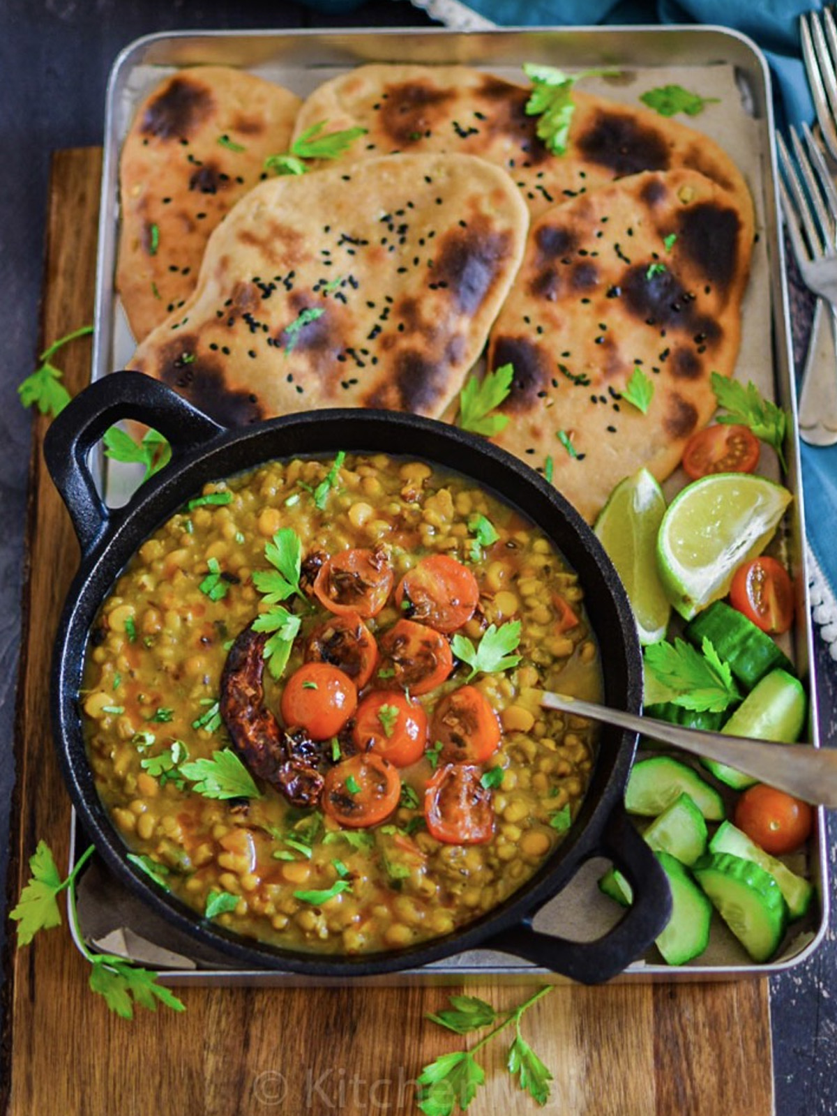 A Dish is served in a pan