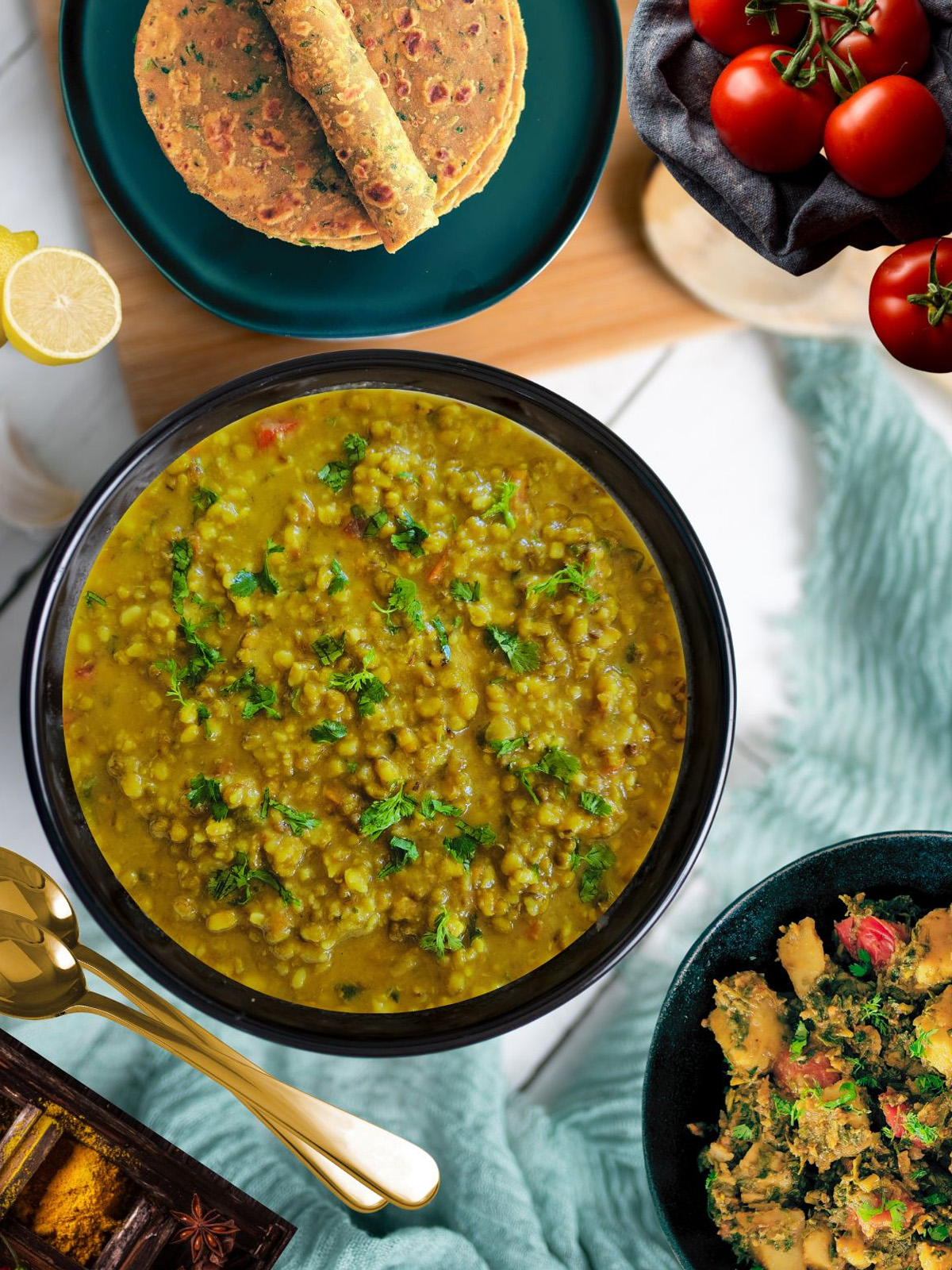 Green Moong Dal Reciper served in a plate