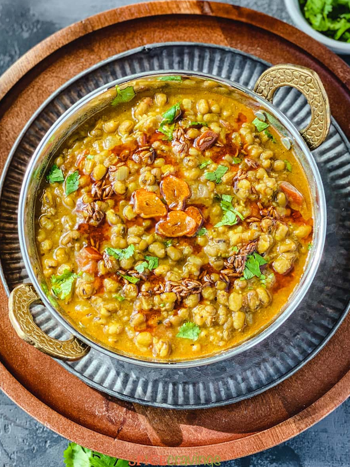 Green Moong Dal Recipe served in a plate