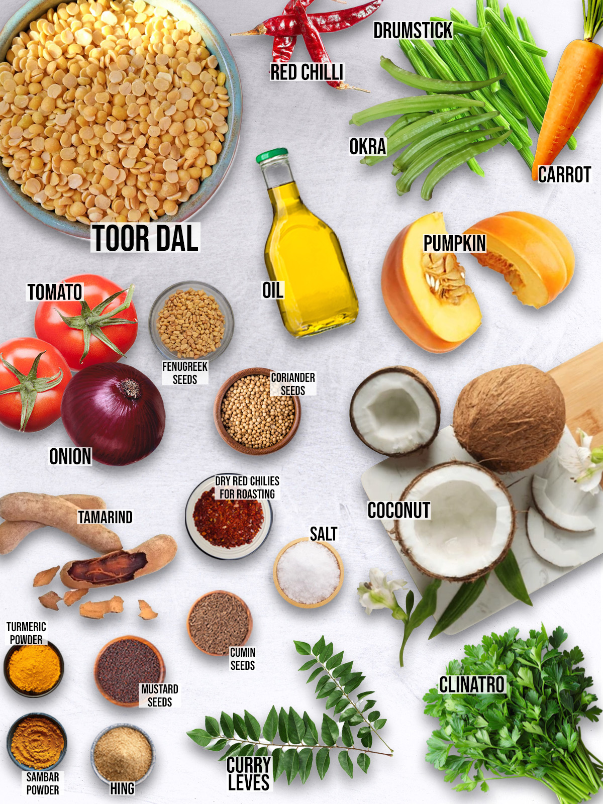 Kerala Sambar Recipe ingredients