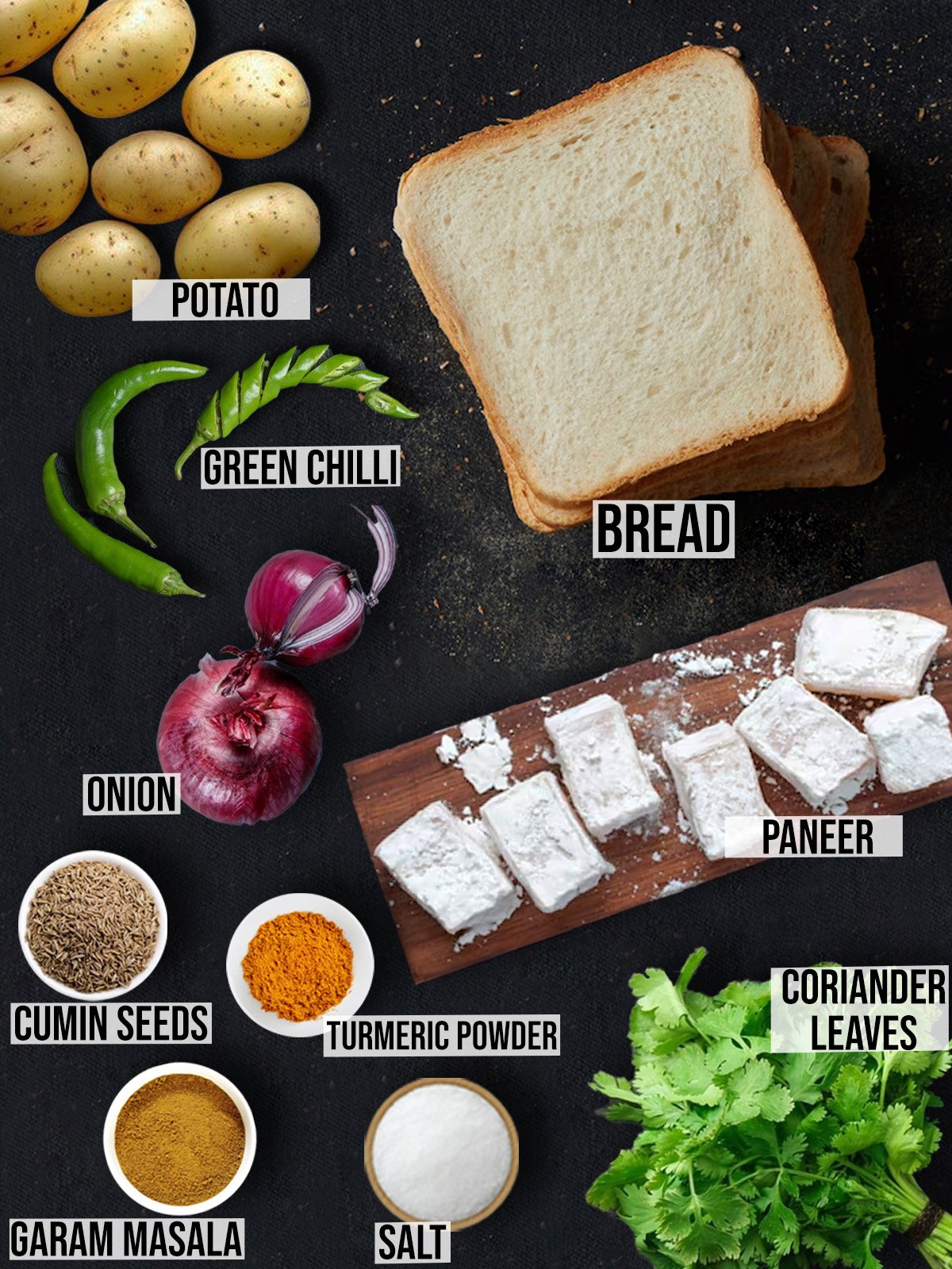 Paneer Bread Roll Ingredients