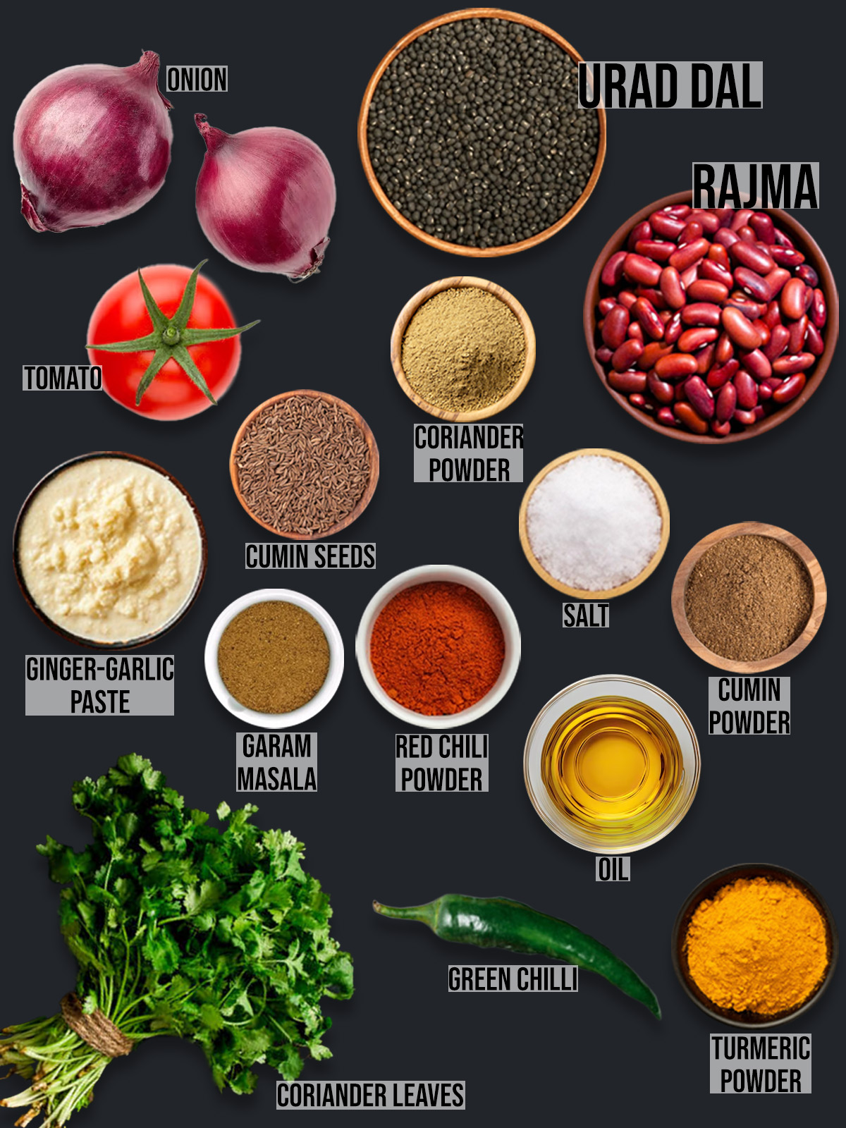 Rajma Urad Dal Recipe ingredients