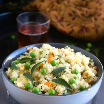 Upma is served in a bowl