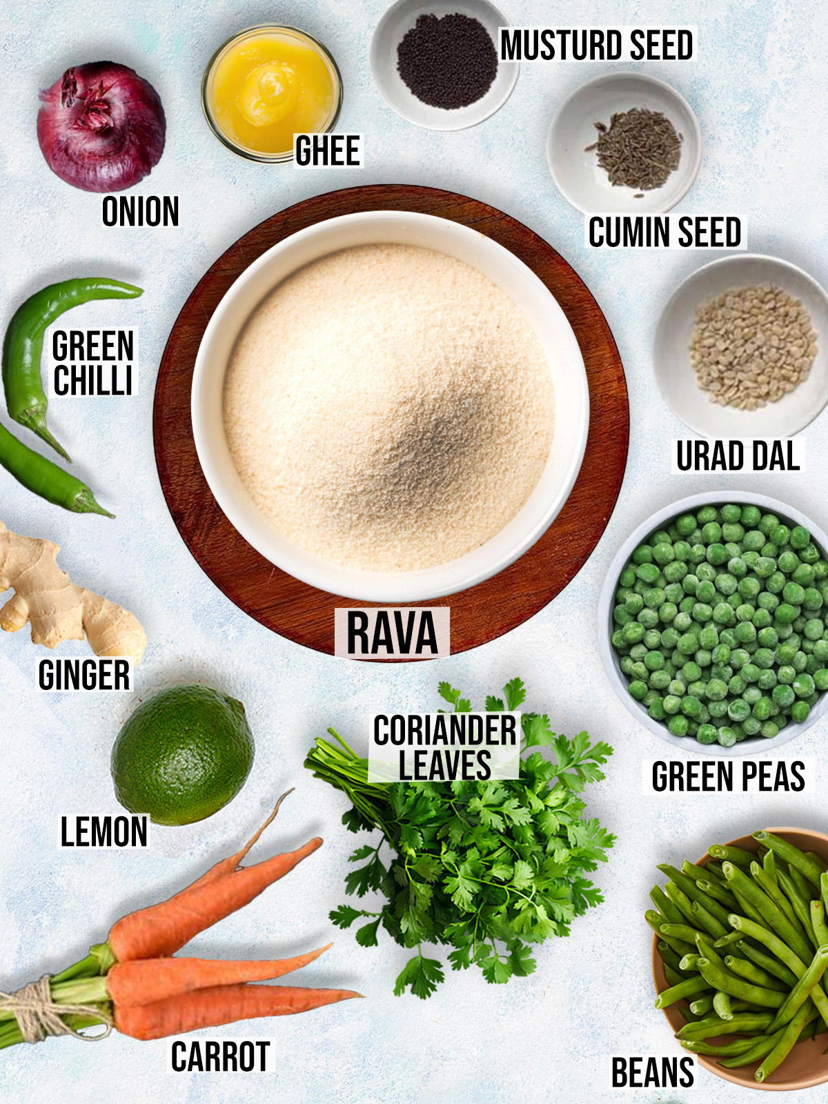 Rava Upma Recipe ingredients