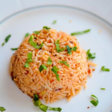 A dish is served in a Plate