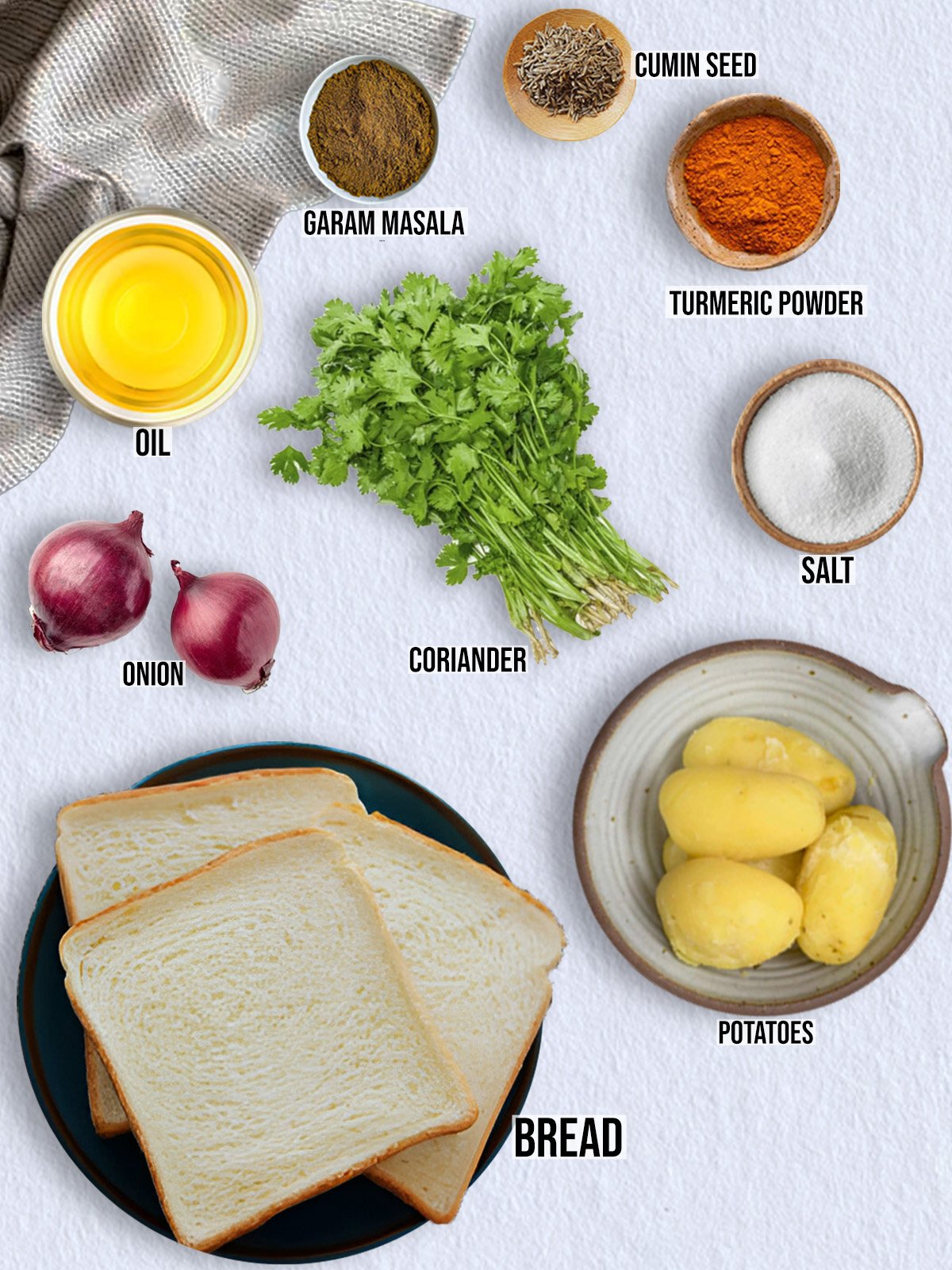 Ingredients for Veg Bread Rolls