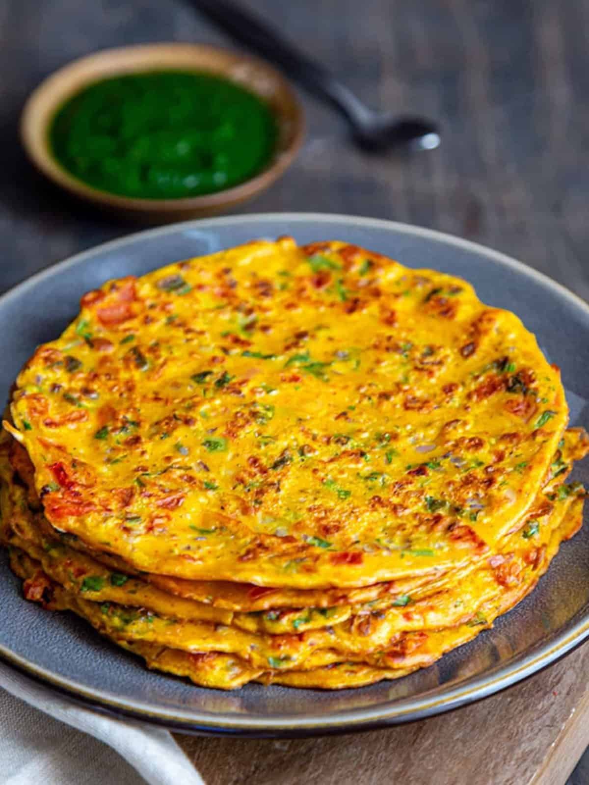 Multiple besan Cheela in a plate