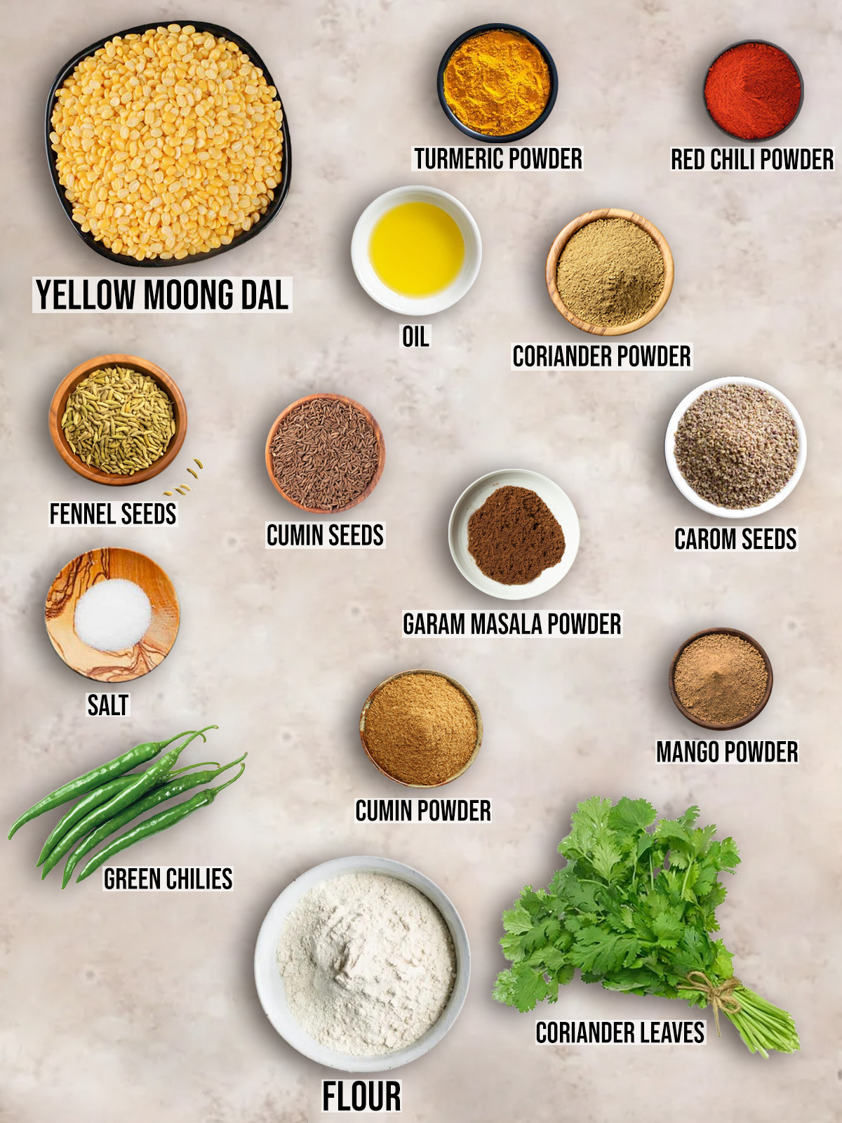 Moong Dal Samosa ingredients 