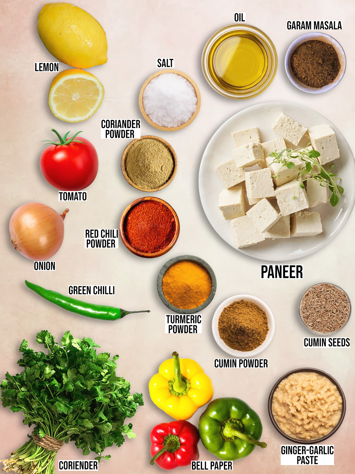 Paneer Jalfrezi Recipe ingredients