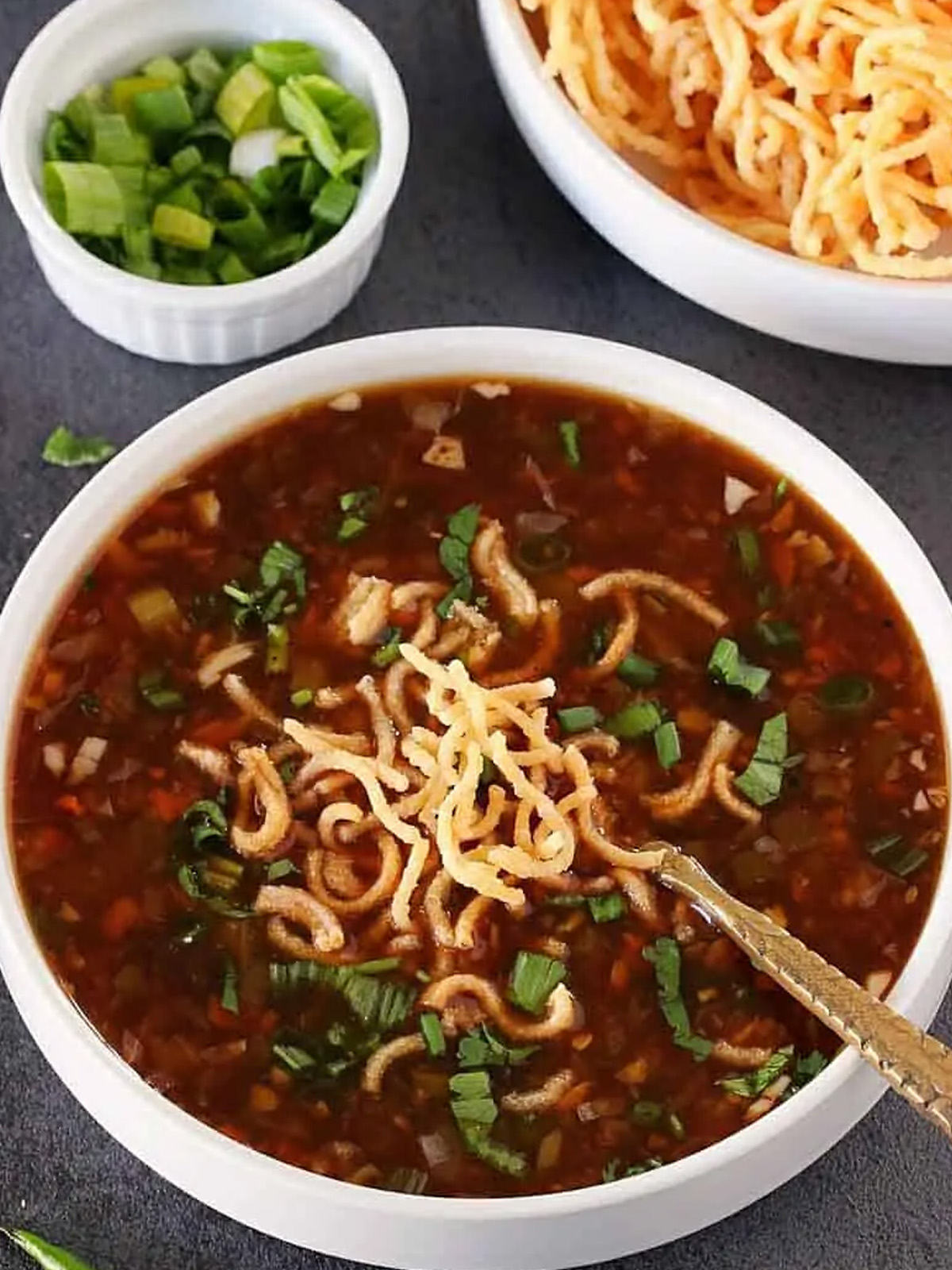 Veg Manchow Soup Recipe served in a bowl