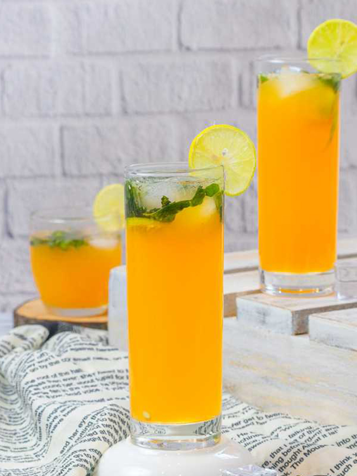 A drink is served in a glaass